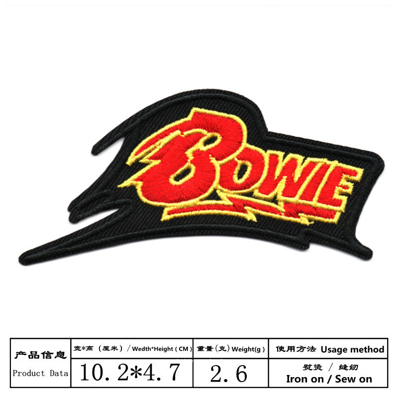 Wholesale Black and white English alphabet rectangular embroidered patch